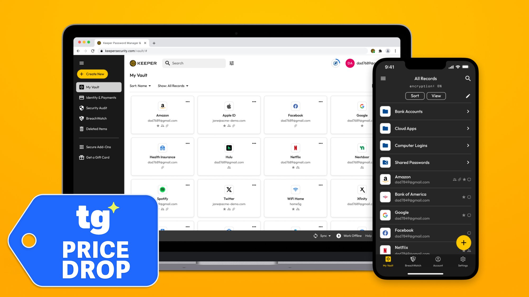 Keeper app shown on laptop and smartphone