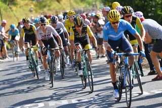 Mikel Landa leads the group during stage 14 at the Tour de France