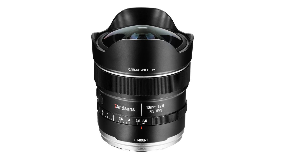 7Artisans AF 10mm f/2.5 Max against a white background