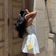 Woman outside shopping