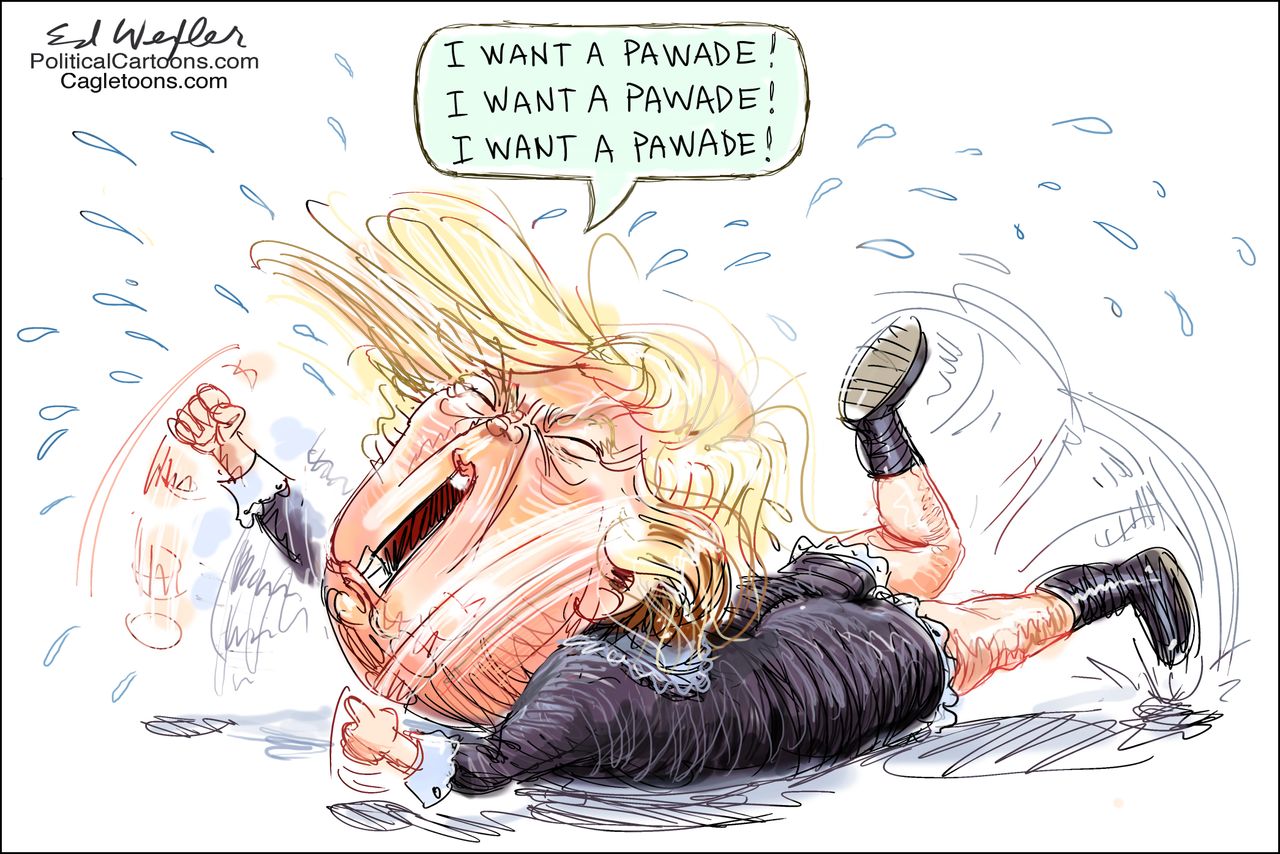 Political cartoon U.S. Trump military parade