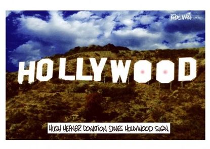 Hef enhances the Hollywood sign