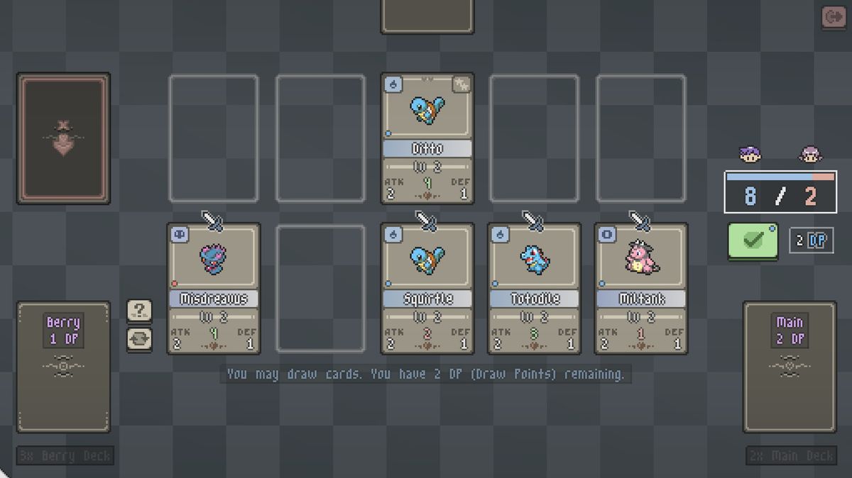 pocket crystal cards arranged on board, player has significant advantage