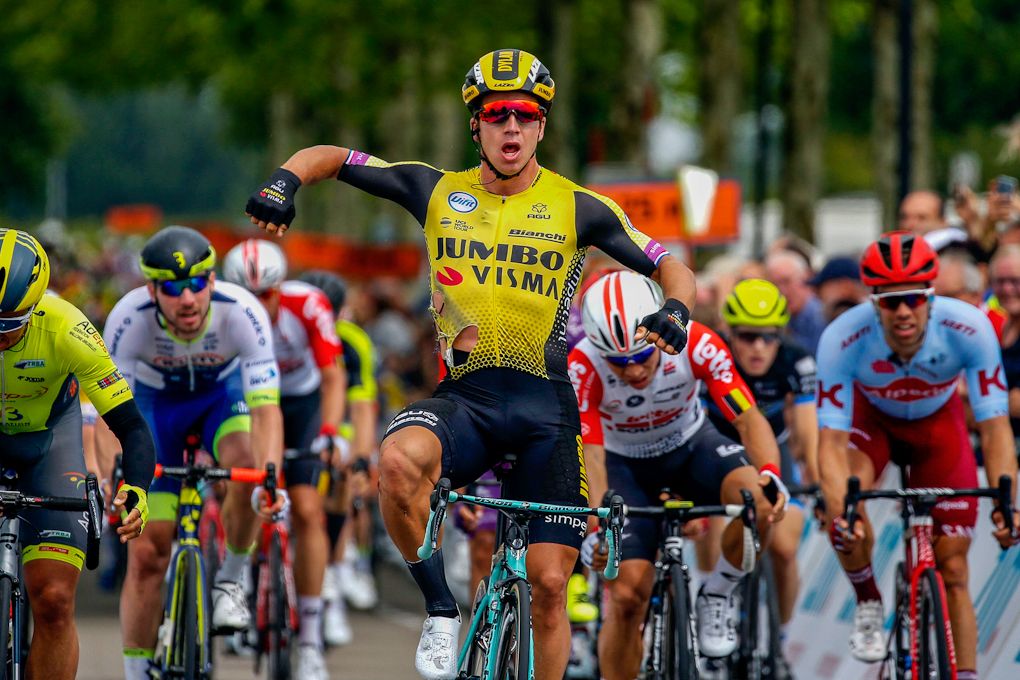 Dylan Groenewegen wins the sprint for stage 1 at the ZLM Tour