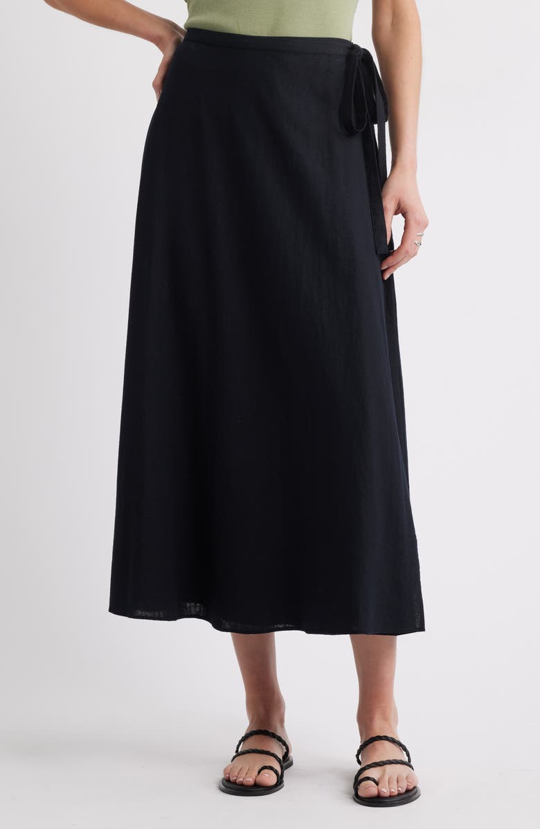 Waist Tie Linen Blend Skirt