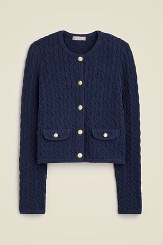 Odette Cable-Knit Sweater Lady Jacket in Cotton-Blend Bouclé