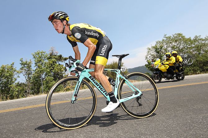 LottoNL-Jumbo's Sepp Kuss on the attack during stage 2 of the 2018 Tour of Utah