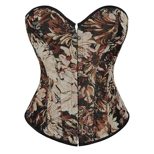 Corset Tops for Women Underbust Boned Lace Up Bustier With Zipper Womens Vintage Floral Denim Overbust Corset Bustier Top (color : A, Size : X-Small)
