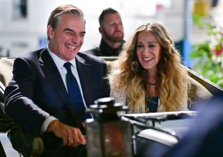 a close up of Chris Noth and Sarah Jessica Parker who you can watch in And Just Like That