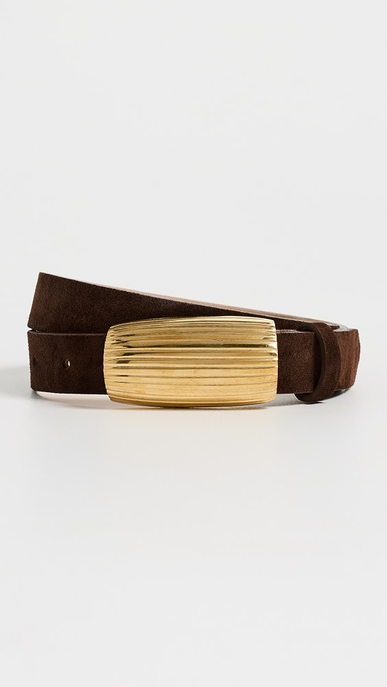 Machado Ribbed Dome Belt - Chocolate Suede