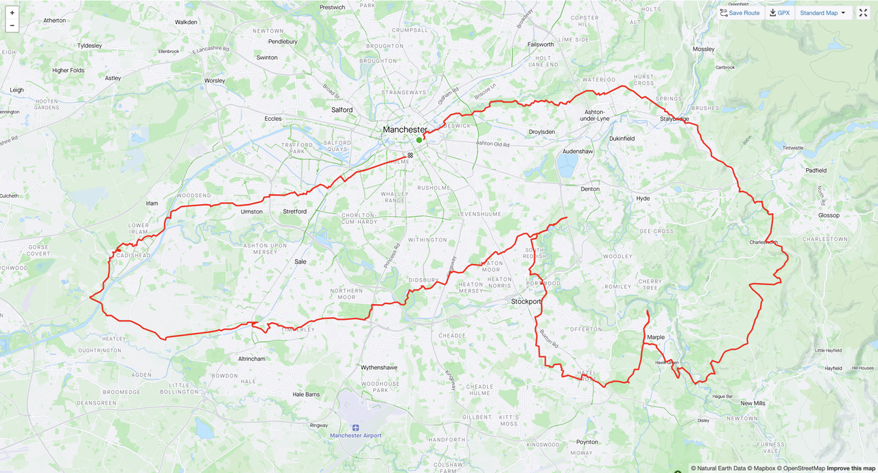 Strava art around Manchester