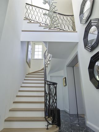 a staircase in a multi-level home