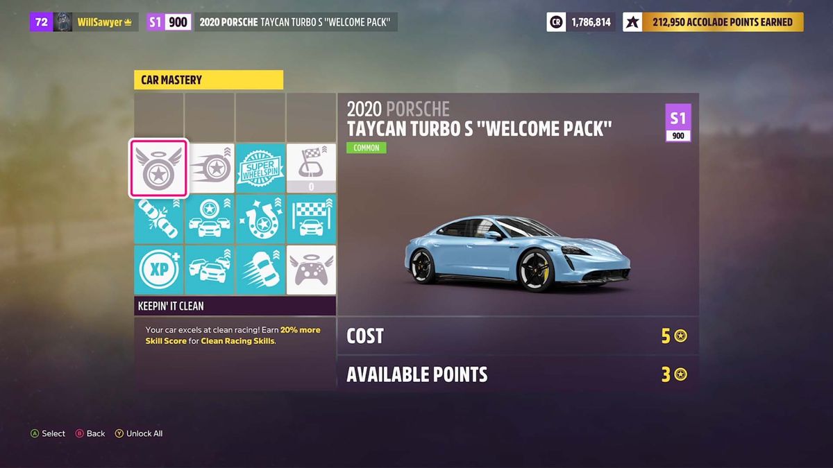 Forza Horizon 5 porsche taycan skill points to spend