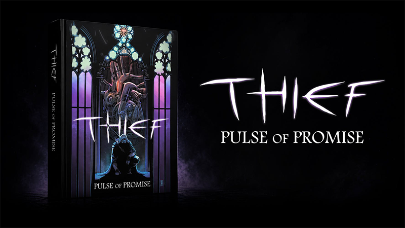  Pulse of Promise, showing an image of the cover feature Garrett crouched in front of a large, mechanical heart.