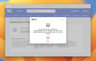 A passkey being created for Best Buy's website on macOS Ventura.