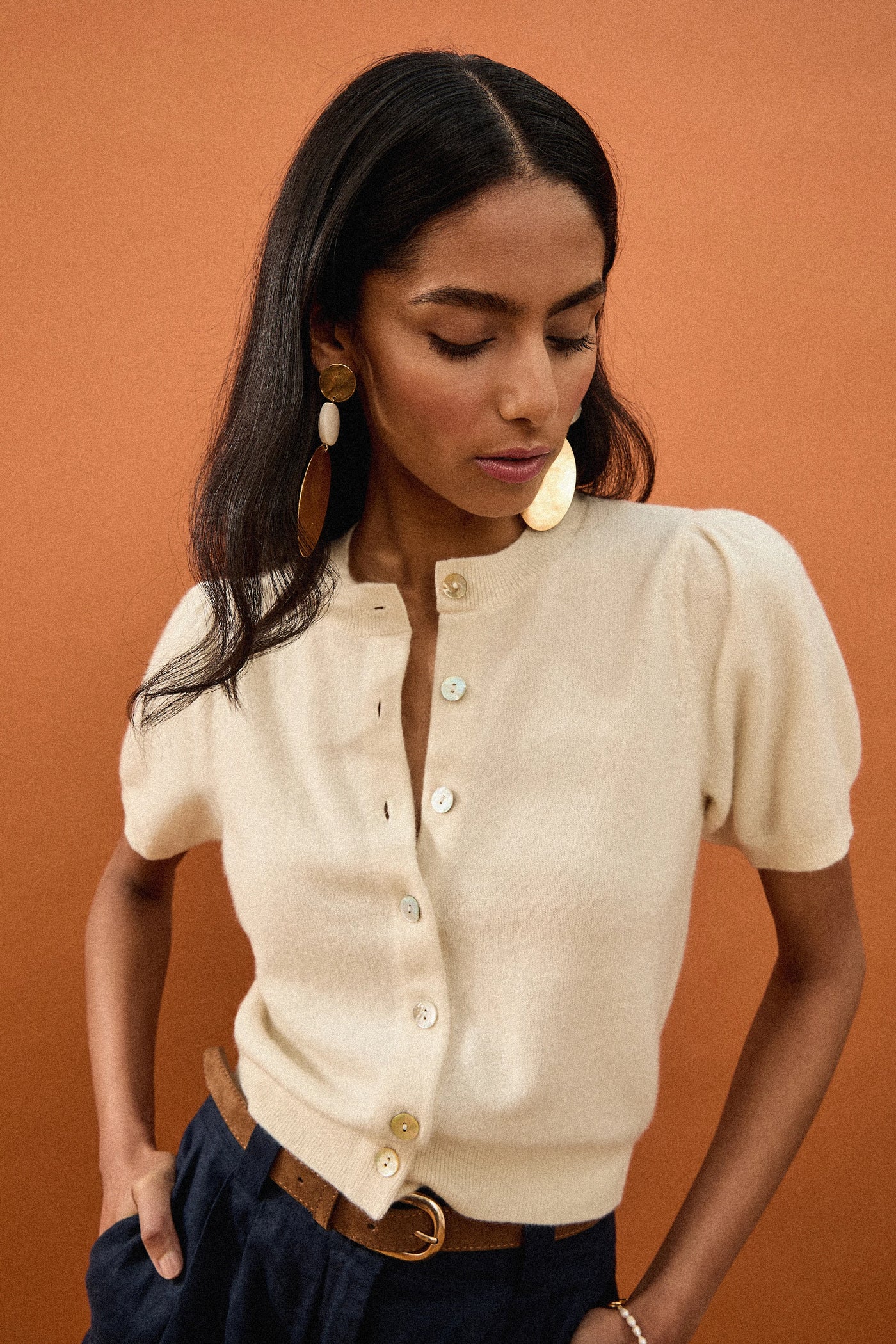 Ivory short sleeve knit