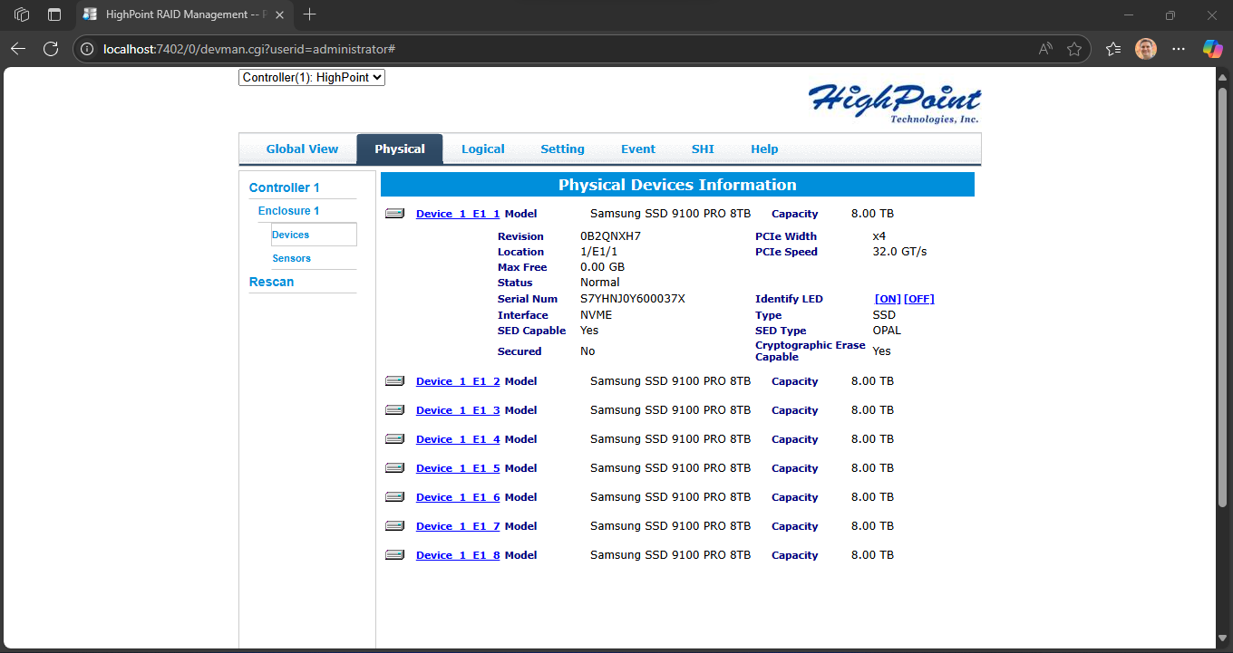 HighPoint RocketAIC 7608AW