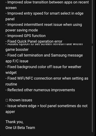 The changelog for One UI 7 beta 2 on the Galaxy S24 series.