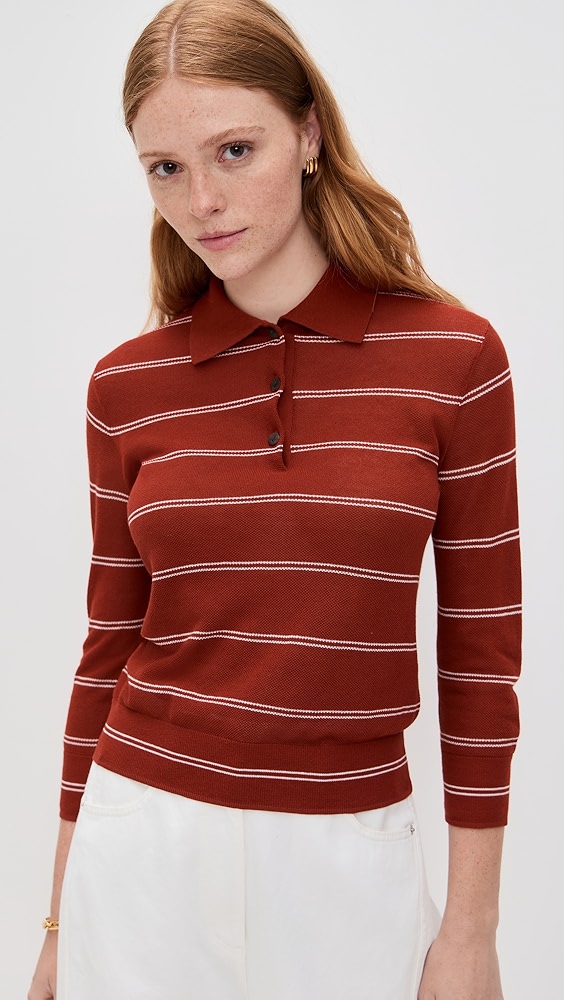 Vince Striped Pique Polo