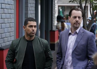Torress and McGee outside on NCIS