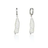 Lily & Roo Silver Baroque Pearl Shard Hoop Earrings