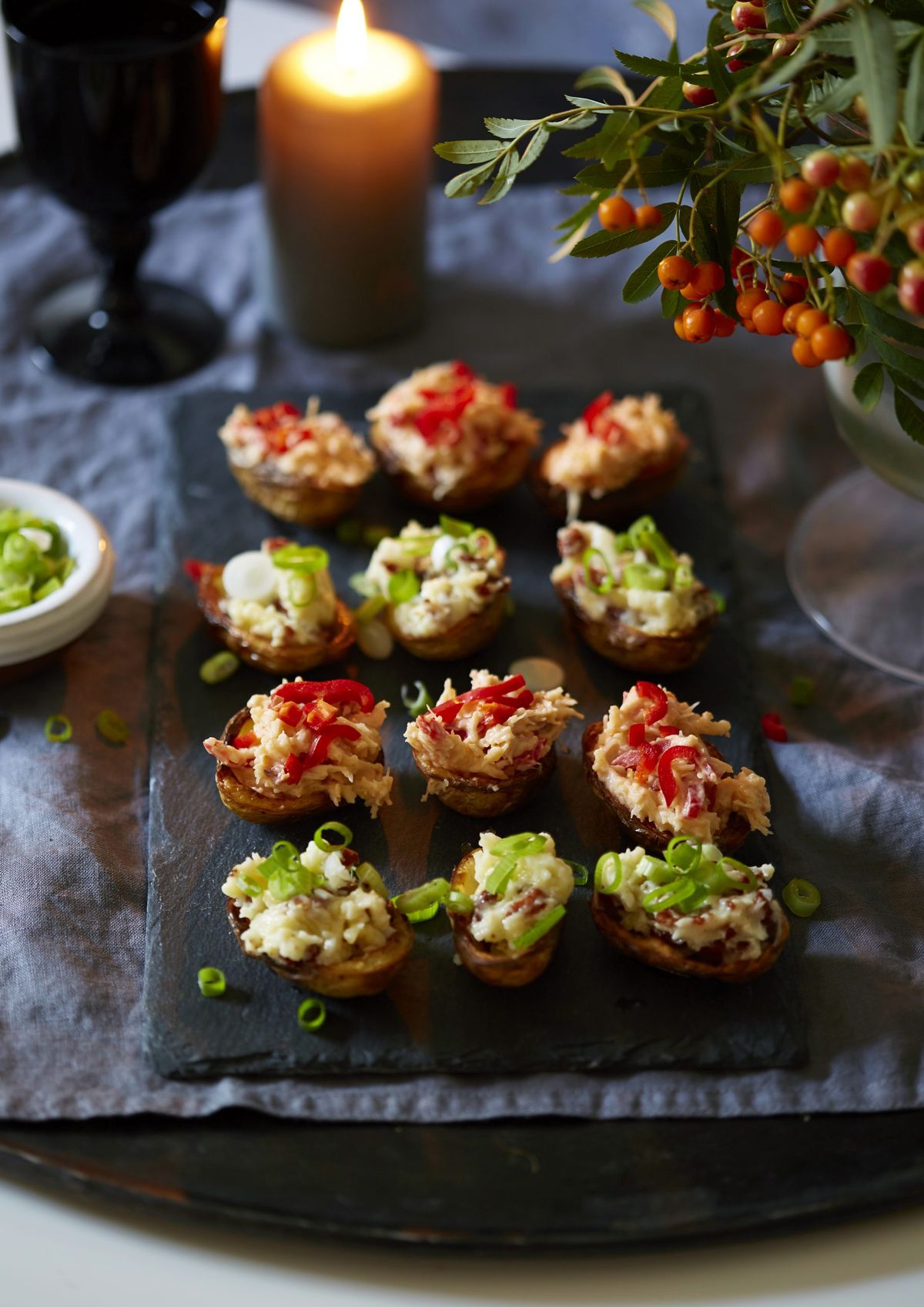 Make these moreish and crowdpleasing loaded potato skins for a tasty party treat
