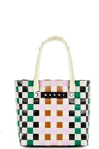 Multi-color leather woven bag
