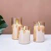 Eywamage Gold Glass Flameless Candles