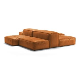 A leather dual-aspect sofa