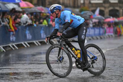 Remco Evenepoel riding the Yorkshire 2019 World Championships road race