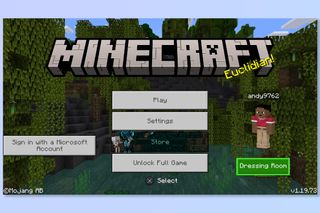 The Minecraft main menu