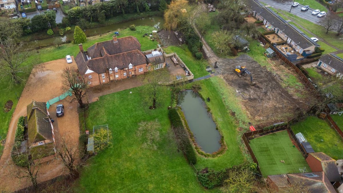 An overhead shot of the Captain Tom house