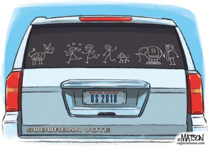 Political cartoon U.S. suburban vote Democrat midterm elections