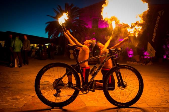 The team bikes were presented with a flare