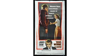 Print ad featuring an illustration of James Dean in the movie Rebel without a Cause