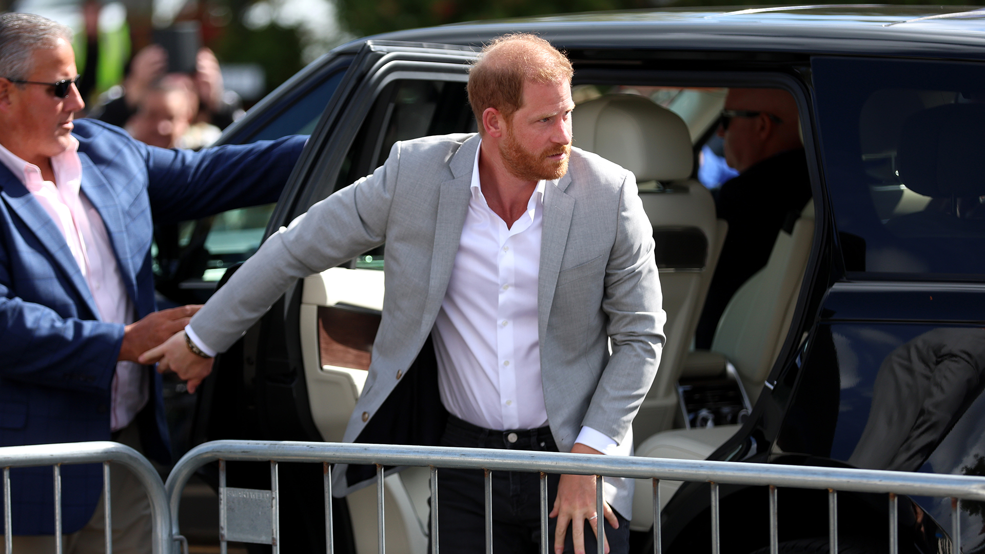 NOTTINGHAM, ENGLAND - SEPTEMBER 09: Prince Harry, Duke of Sussex arrives for a visit to the community recording studio in St. Anns on September 09, 2025 in Nottingham, England. (Photo by Cameron Smith/Getty Images)