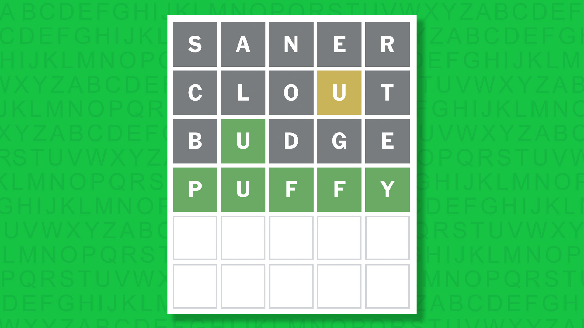 NYT Wordle answer for game 1779 on a green background