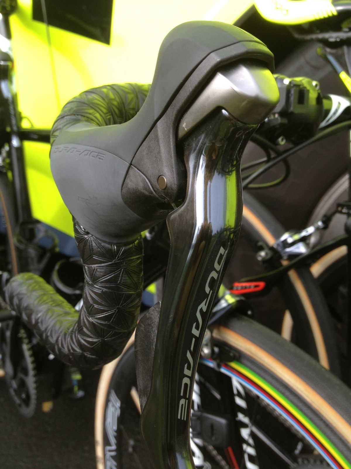 The Roubaix bike is kitted out with the Dura Ace groupset