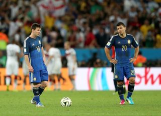 Sergio Aguero, right, and new Barcelona team-mate Lionel Messi, left, suffered World Cup heartache with Argentina in 2014, losing to Germany in the final
