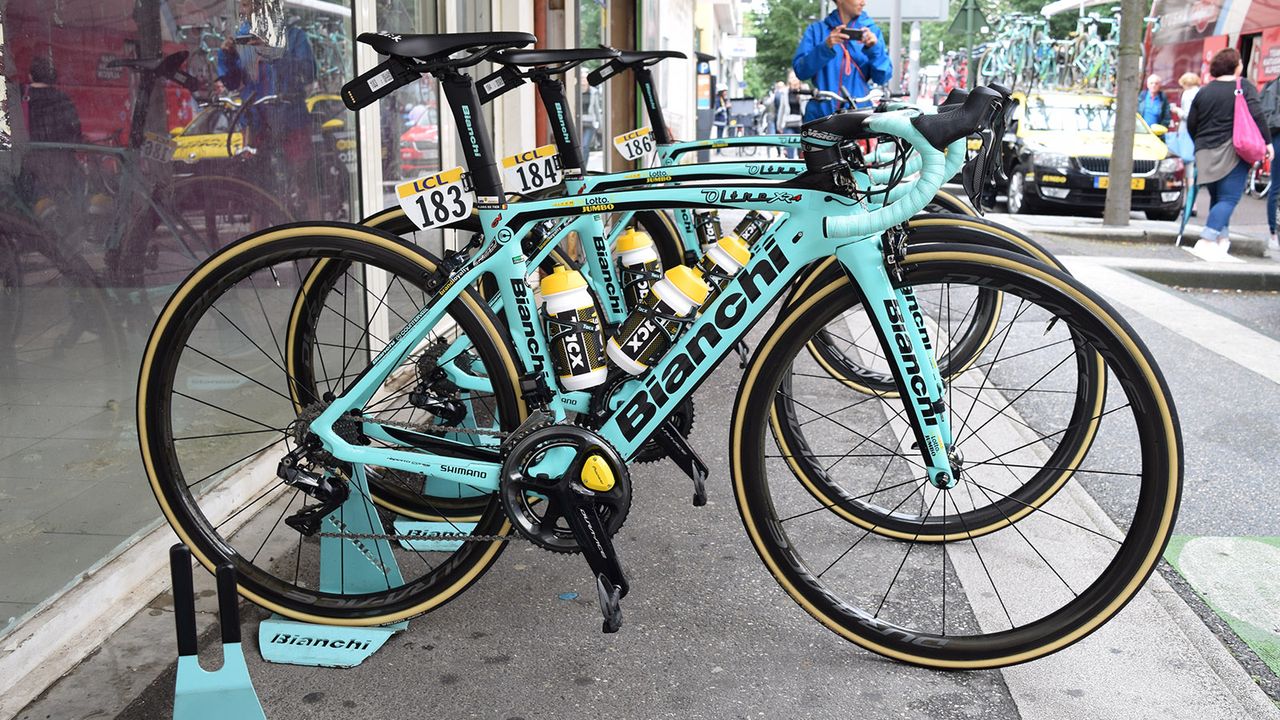 The iconic celeste Bianchi were on show for LottoNL-Jumbo
