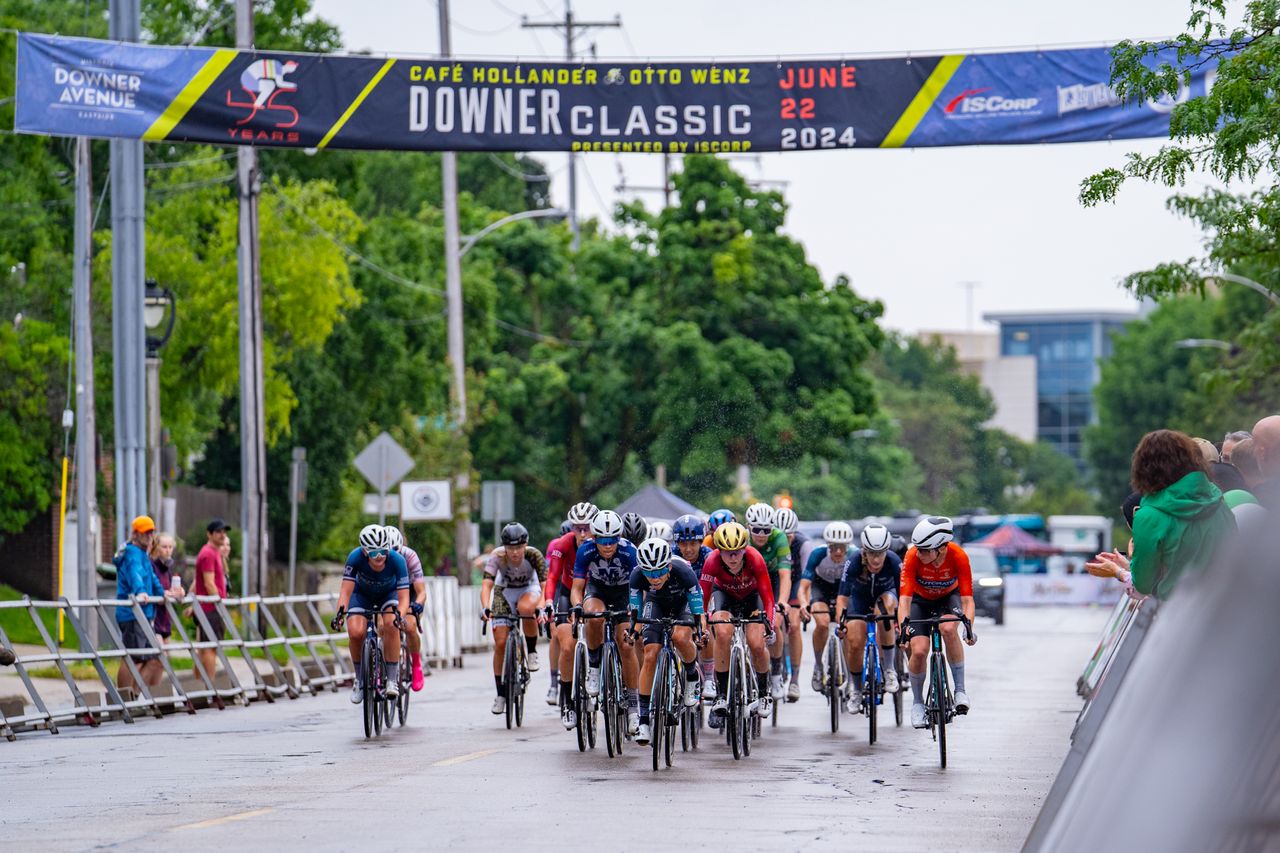 The women's field raced in heavy rain at 2024 Downer Classic