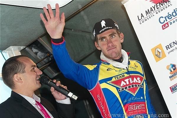 Pirmin Lang (Atlas Personal - Jakroo) salutes from the podium.