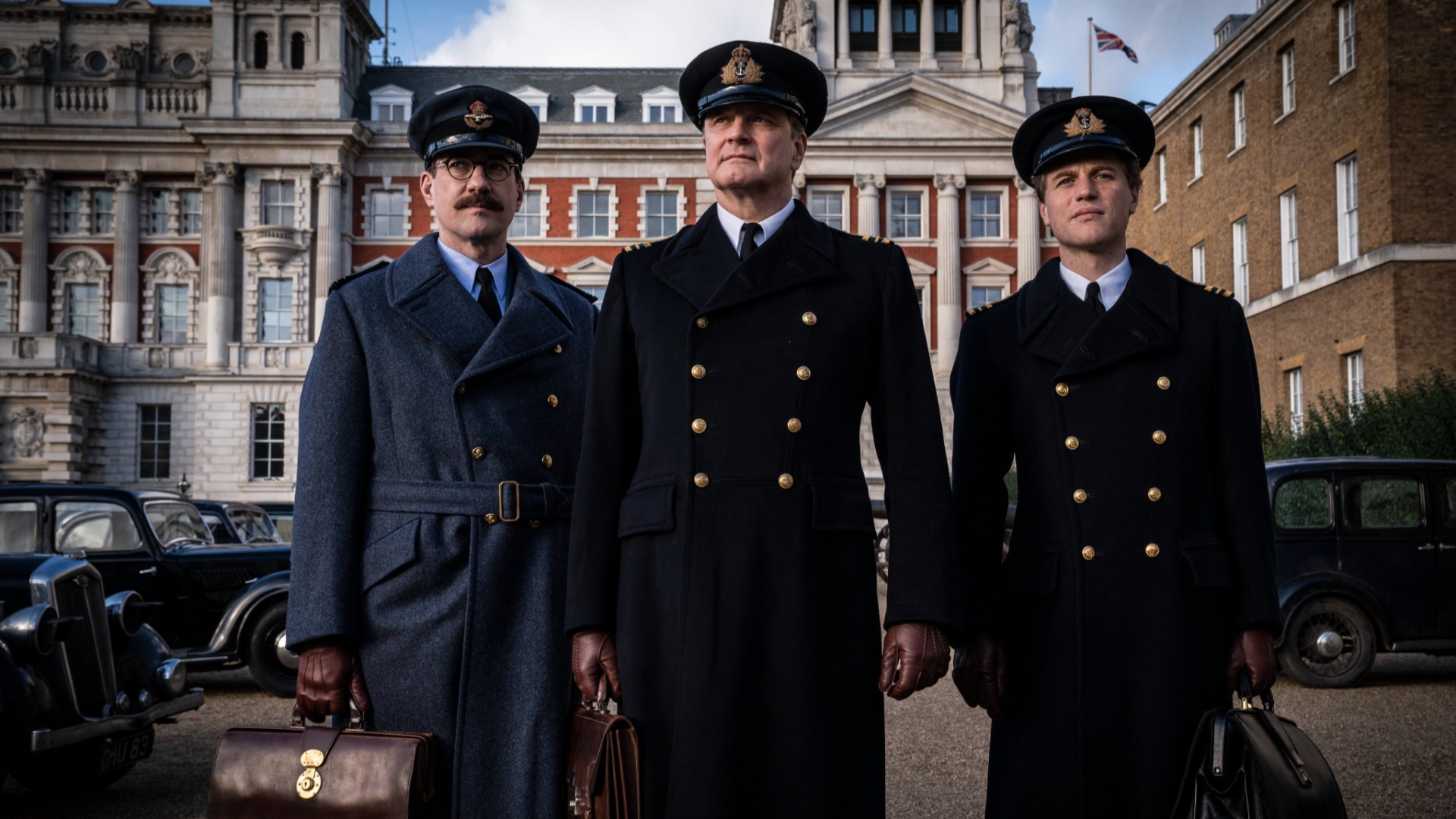 Colin Firth, Matthew Macfadyen und Johnny Flynn in Operation Mincemeat