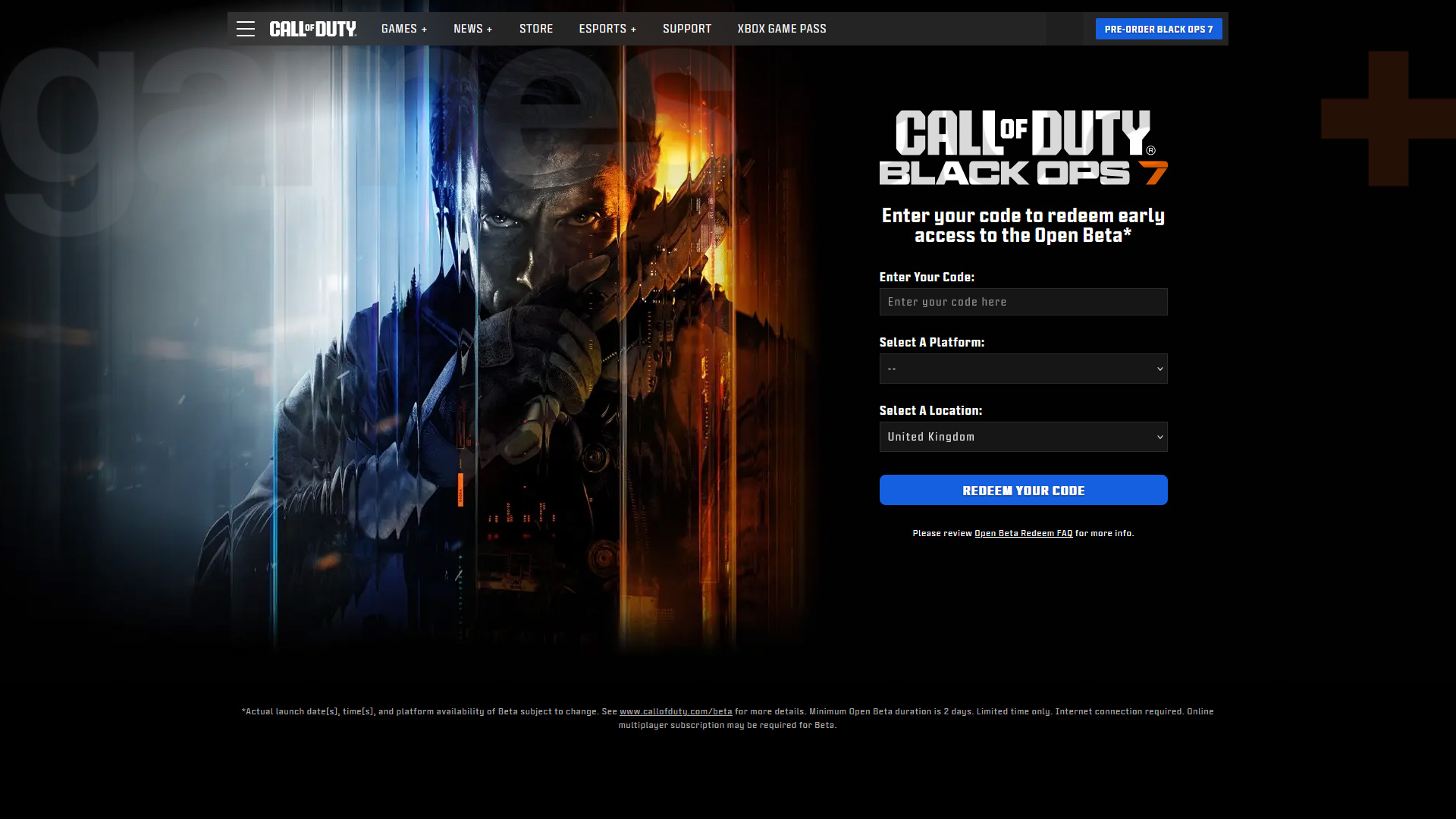 Black Ops 7 beta Early Access code redeem