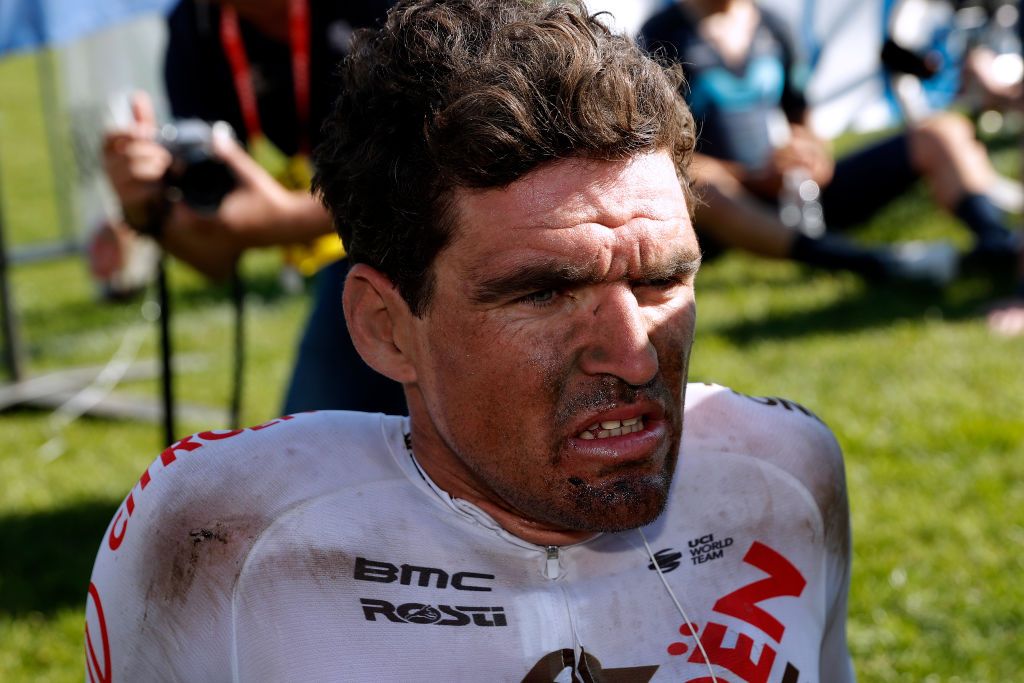 ROUBAIX FRANCE APRIL 17 Greg Van Avermaet of Belgium and AG2R Citren Team reacts after finish the 119th ParisRoubaix 2022 Mens Elite a 2572km one day race from Compigne to Roubaix ParisRoubaix WorldTour on April 17 2022 in Roubaix France Photo by Bas CzerwinskiGetty Images