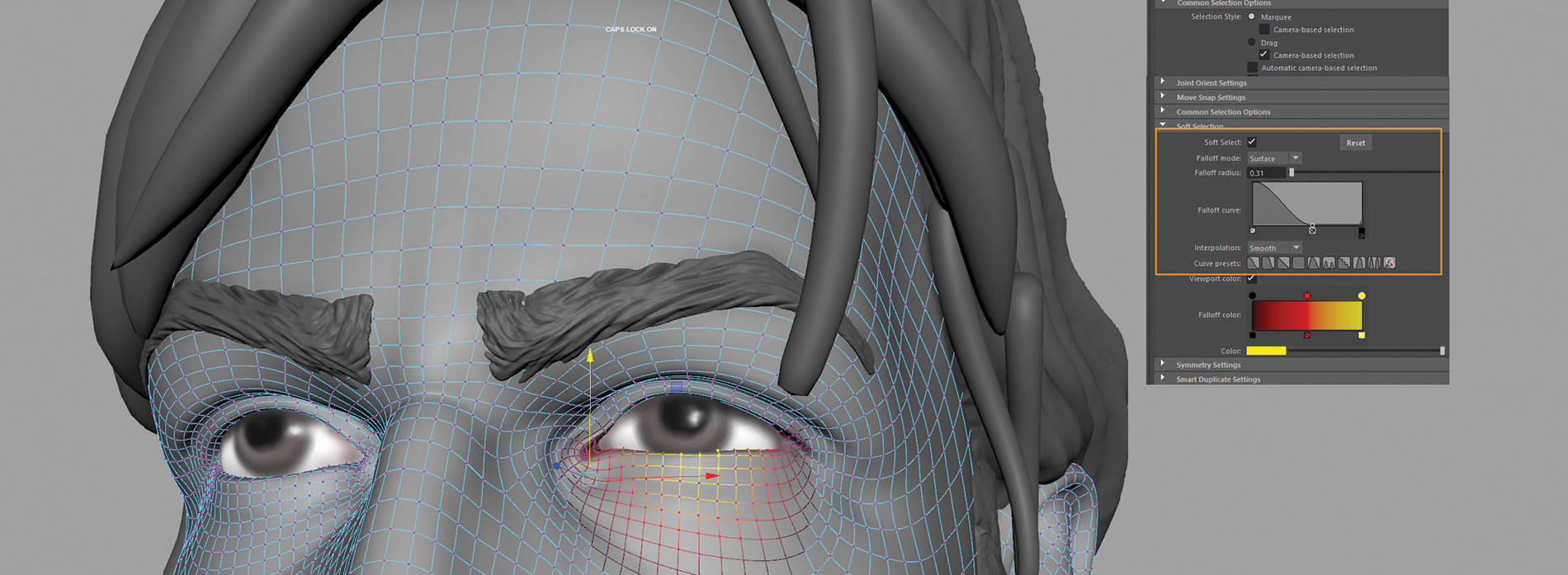 Changing mode to 'Surface' affects only the lower lid