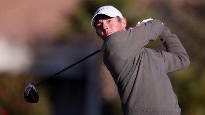 Rory McIlroy hits a drive during the WM Phoenix Open Pro-Am