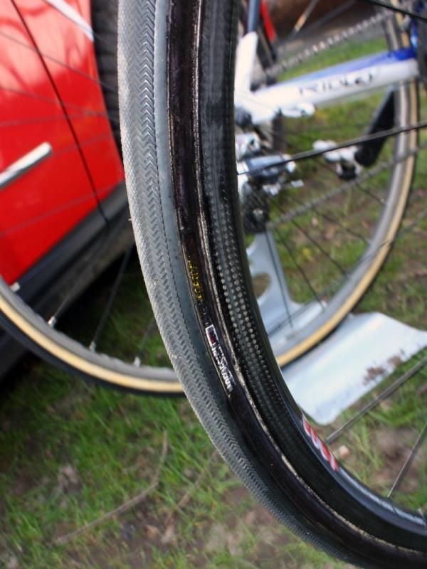 Filippo Pozzato (Katusha) looks to have carried these wheels over from last year's Paris-Roubaix rig.