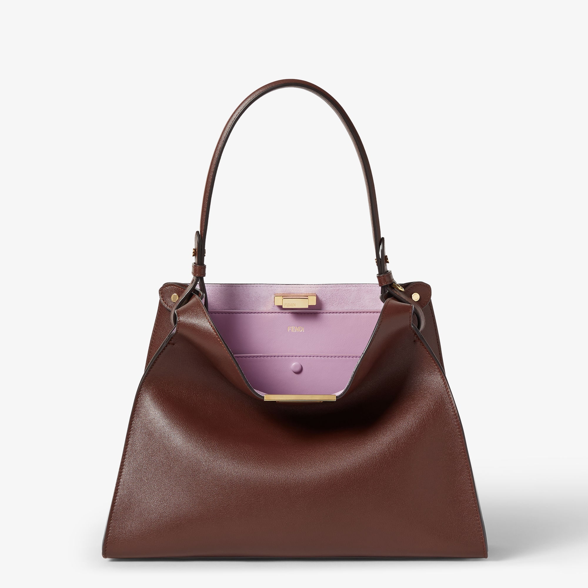 Fendi Way Medium Dark Brown Leather and Violet Suede Bag