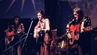 Derek and the Dominos, featuring guitarist Eric Clapton, make their live debut at the Lyceum Theatre, London, 14th June 1970. (from left) Bobby Whitlock, Eric Clapton, Dave Mason.